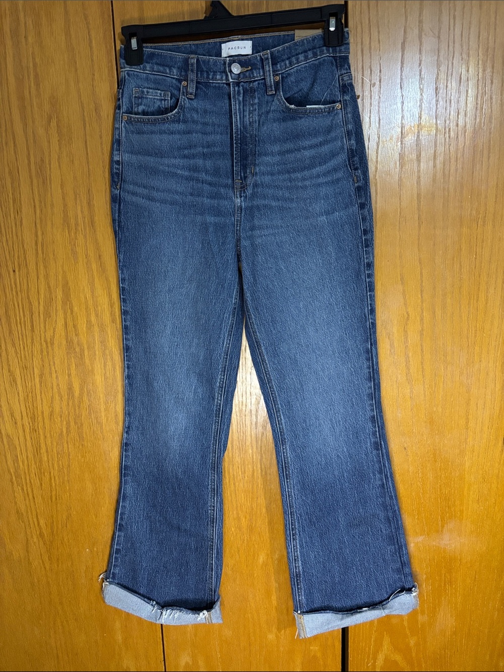 PacSun Women's High-Rise Straight Bootcut Jeans - Dark Blue Size 27